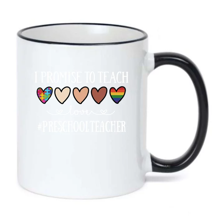 I Promise To Teach Love Preschool Teacher Heart Cool Gift Black Color Changing Mug