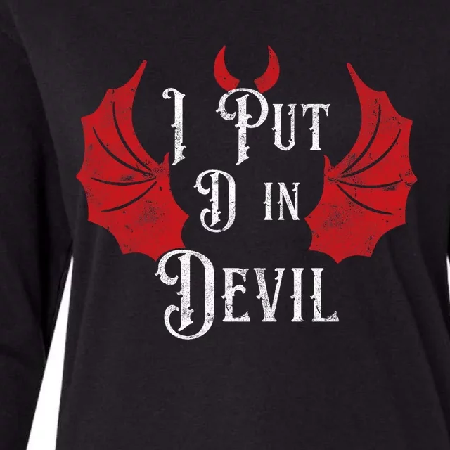 I Put The D In Devil Funny Halloween Matching Couple Womens Cotton Relaxed Long Sleeve T-Shirt