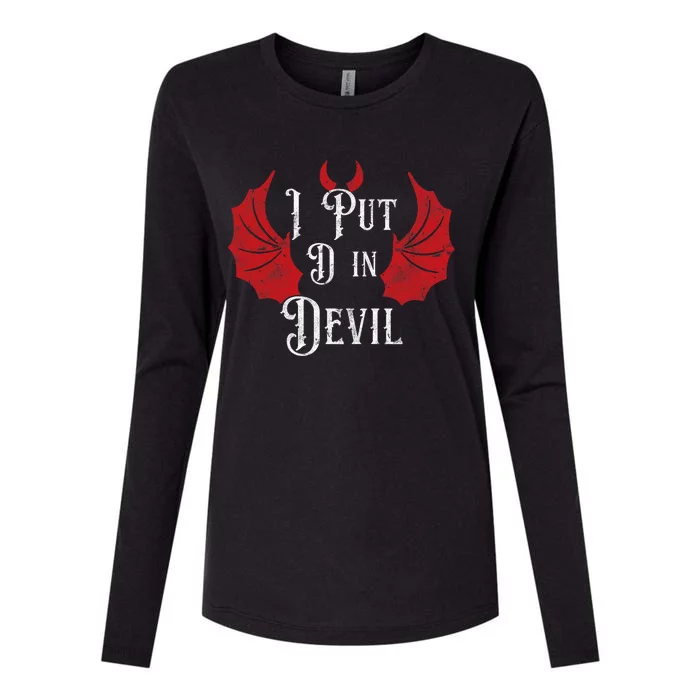 I Put The D In Devil Funny Halloween Matching Couple Womens Cotton Relaxed Long Sleeve T-Shirt