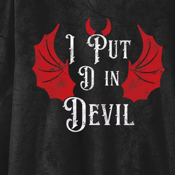 I Put The D In Devil Funny Halloween Matching Couple Hooded Wearable Blanket