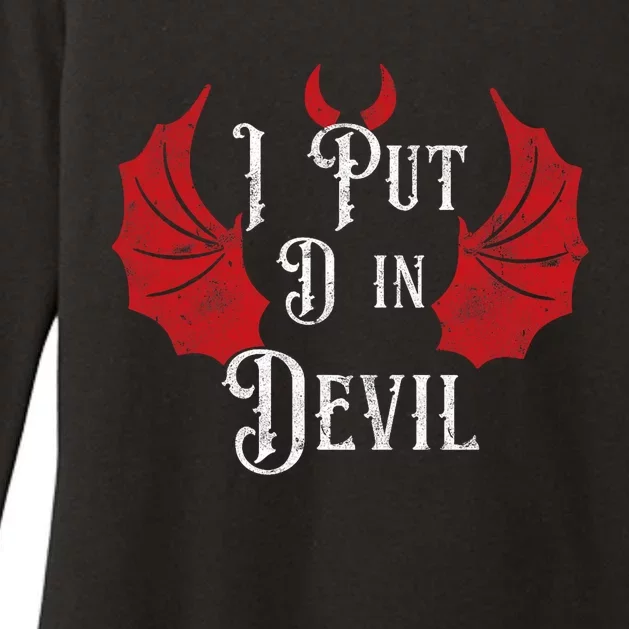 I Put The D In Devil Funny Halloween Matching Couple Womens CVC Long Sleeve Shirt