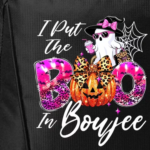 I Put The Boo In Boujee Cute Leopard Boujie Ghost Halloween City Backpack