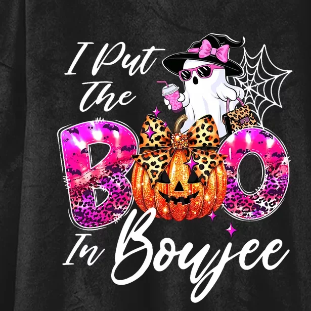 I Put The Boo In Boujee Cute Leopard Boujie Ghost Halloween Hooded Wearable Blanket