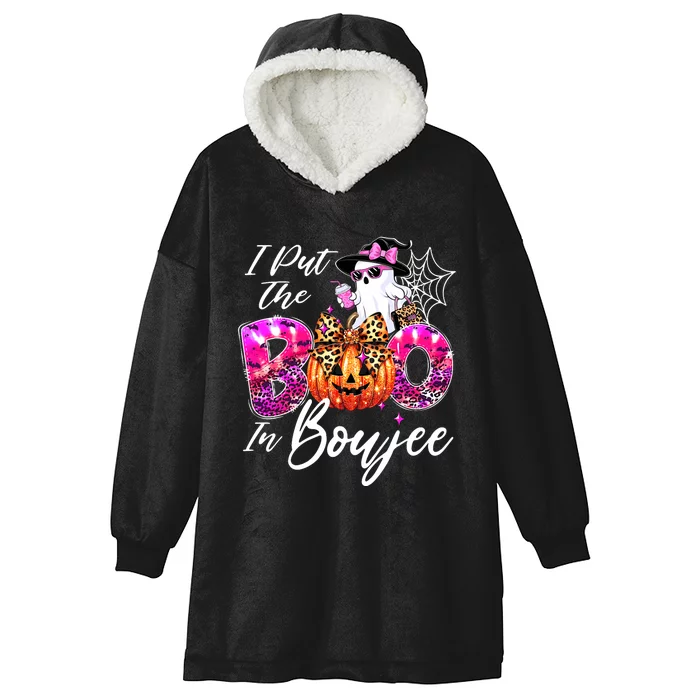 I Put The Boo In Boujee Cute Leopard Boujie Ghost Halloween Hooded Wearable Blanket