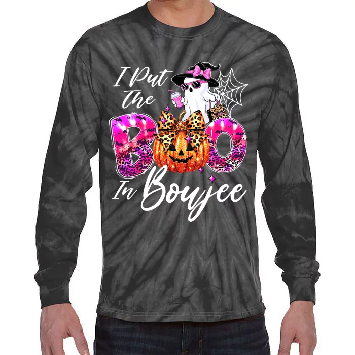 I Put The Boo In Boujee Cute Leopard Boujie Ghost Halloween Tie-Dye Long Sleeve Shirt