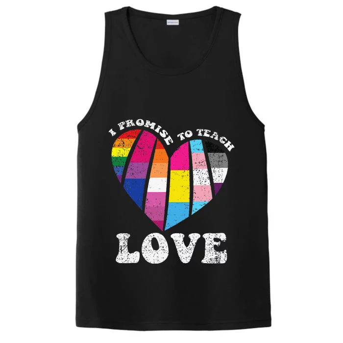 I Promise To Teach Love LGBTQ Heart Pride Teacher Performance Tank