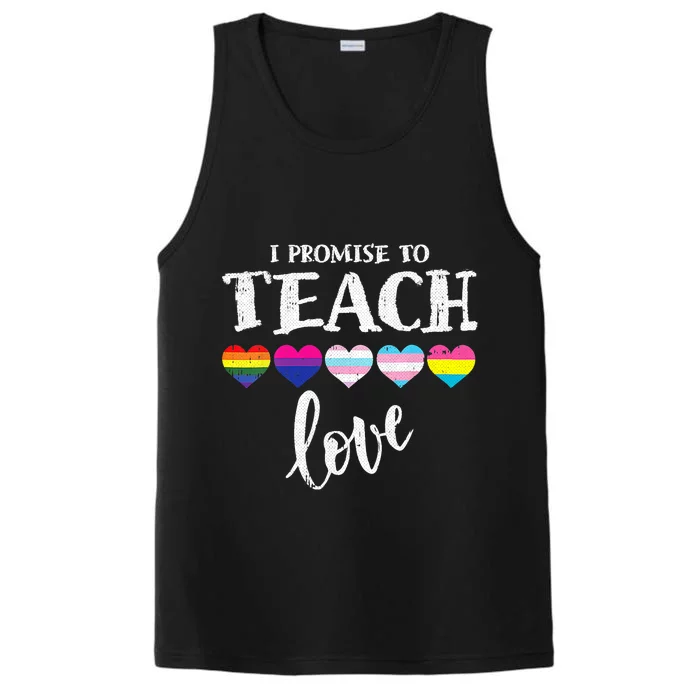 I Promise To Teach Love LGBT Q Pride Proud Ally Teacher Performance Tank