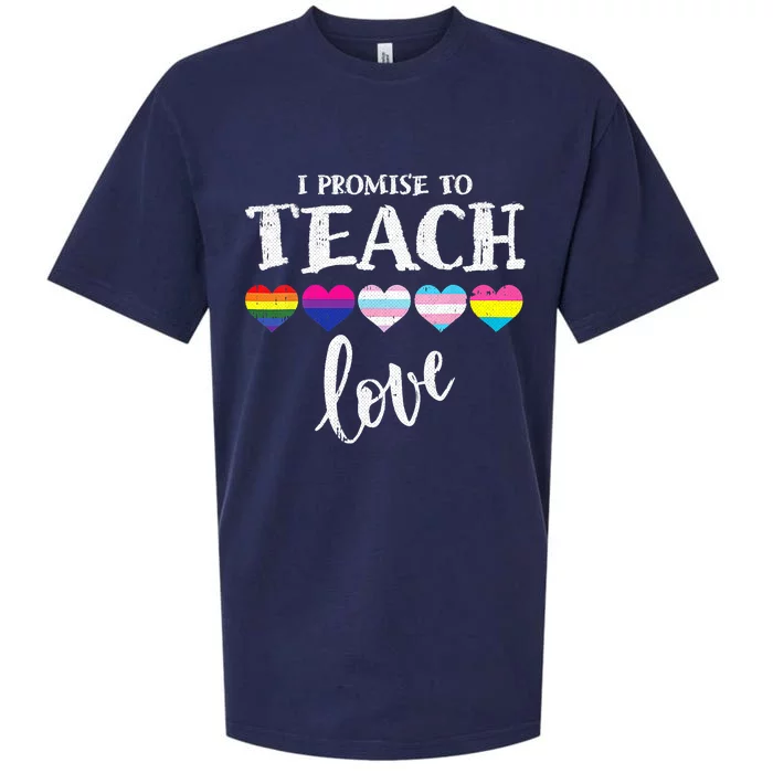 I Promise To Teach Love LGBT Q Pride Proud Ally Teacher Sueded Cloud Jersey T-Shirt