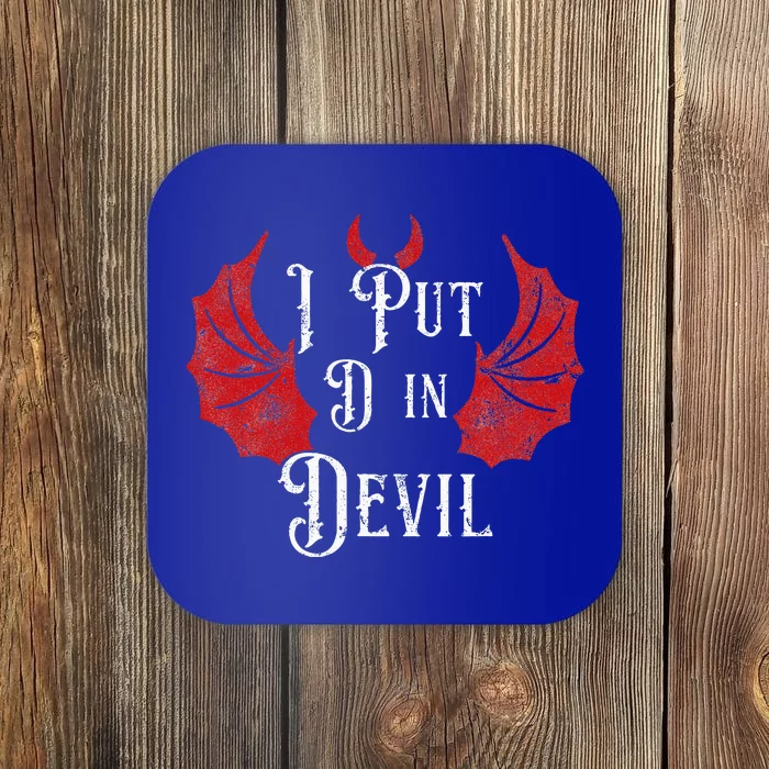 I Put The D In Devil Funny Halloween Matching Couple Coaster