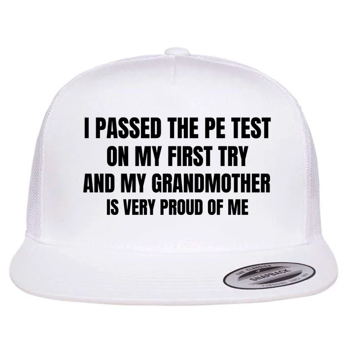 I Passed The Pe Test On My First Try And My Grandmother Is Very Proud Of Me Flat Bill Trucker Hat