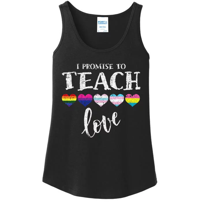 I Promise To Teach Love L.G.B.T.Q Pride Proud Ally Teacher Ladies Essential Tank