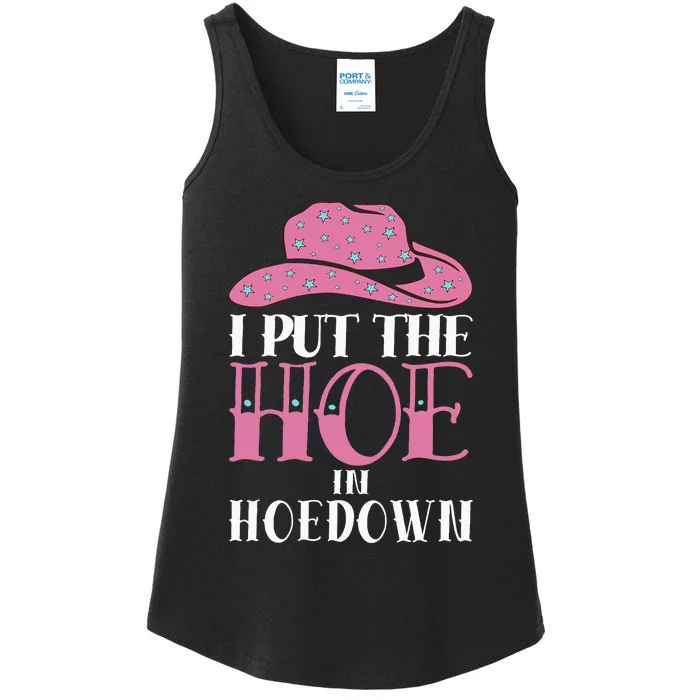 I Put The Hoe In Hoedown Ladies Essential Tank