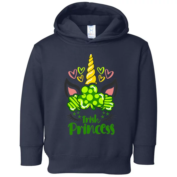 Irish Princess Unicorn St Patrick's Day Clover Shamrock Toddler Hoodie