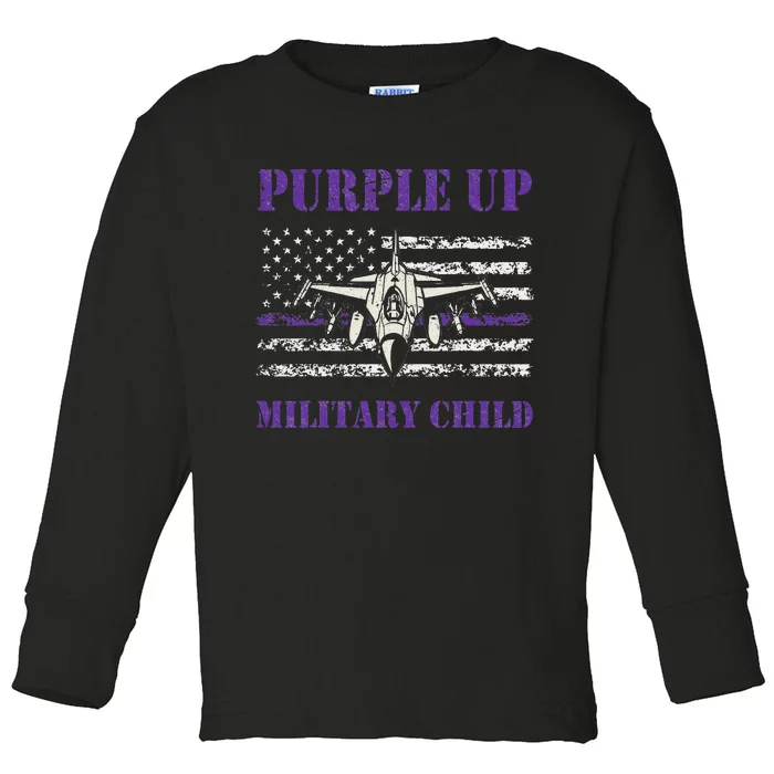 I Purple Up Month of Military Child Awareness Air Force Toddler Long Sleeve Shirt