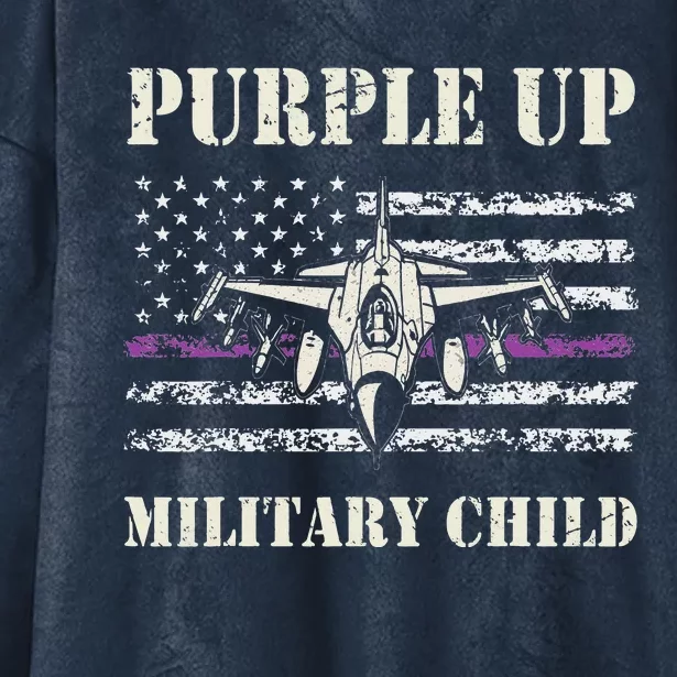 I Purple Up Month of Military Child Air Force US Flag Hooded Wearable Blanket