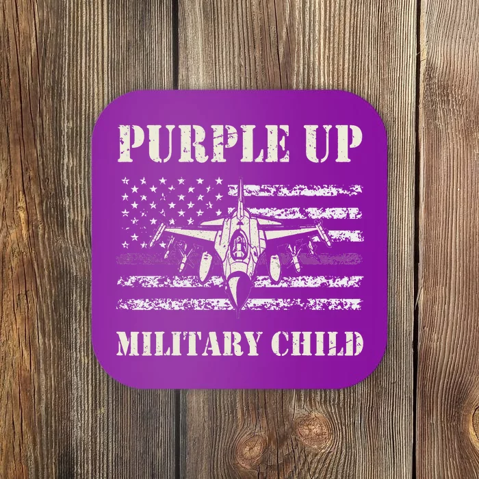 I Purple Up Month of Military Child Air Force US Flag Coaster