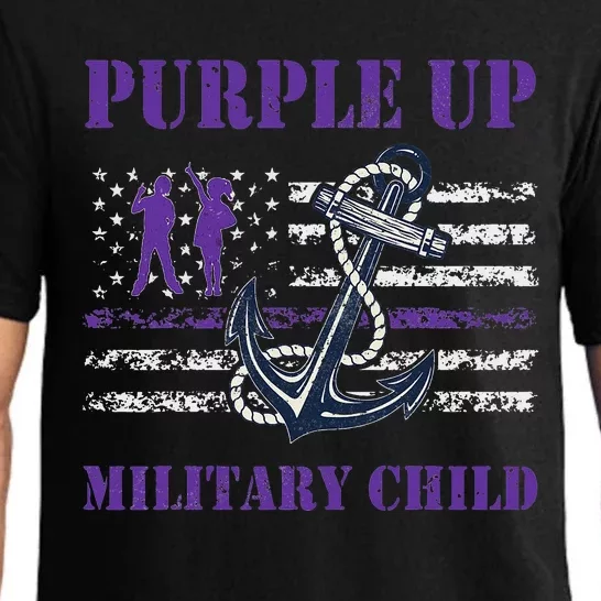 I Purple Up Month of Military Child Awareness Navy Flag Pajama Set