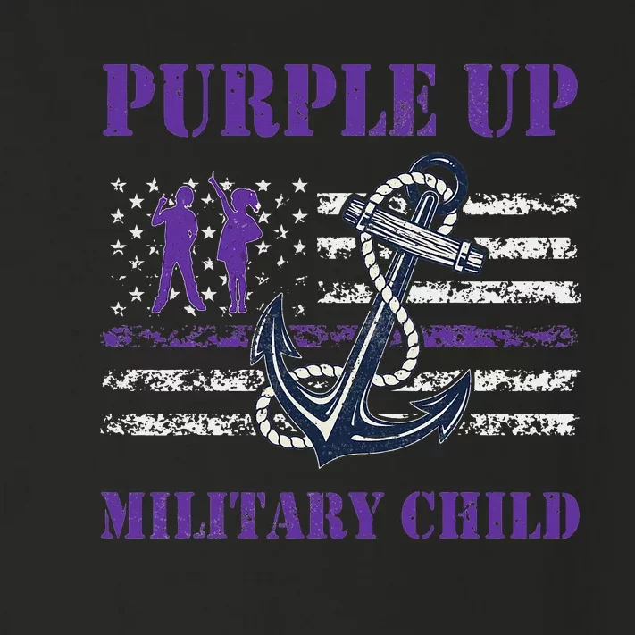 I Purple Up Month of Military Child Awareness Navy Flag Toddler Long Sleeve Shirt