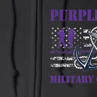 I Purple Up Month of Military Child Awareness Navy Flag Full Zip Hoodie