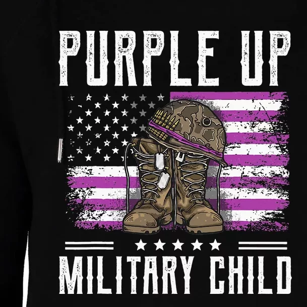 I Purple Up Month of Military Child Boots US Flag Womens Funnel Neck Pullover Hood