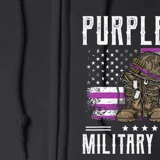 I Purple Up Month of Military Child Boots US Flag Full Zip Hoodie