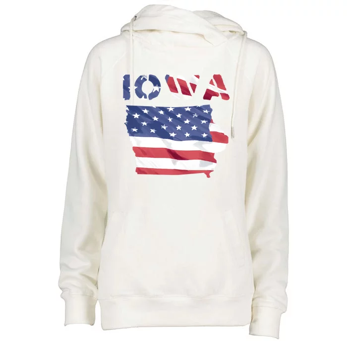 Iowa Proud United States America Patriot Flag Us Pride Gift Womens Funnel Neck Pullover Hood