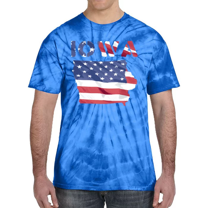 Iowa Proud United States America Patriot Flag Us Pride Gift Tie-Dye T-Shirt