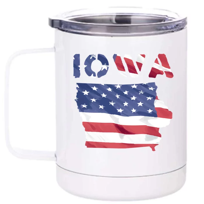 Iowa Proud United States America Patriot Flag Us Pride Gift Front & Back 12oz Stainless Steel Tumbler Cup