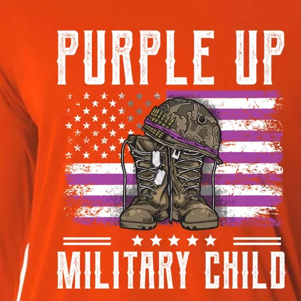 I Purple Up Month Of Military Boots Us Flag Gift Cooling Performance Long Sleeve Crew