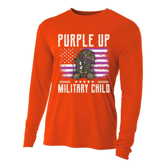 I Purple Up Month Of Military Boots Us Flag Gift Cooling Performance Long Sleeve Crew