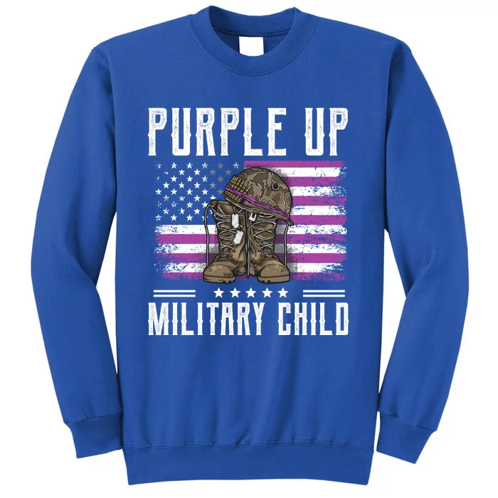 I Purple Up Month Of Military Boots Us Flag Gift Sweatshirt