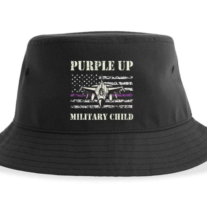 I Purple Up Month Of Military Child Us Flag Sustainable Bucket Hat