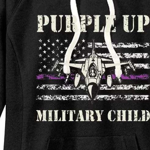 I Purple Up Month Of Military Child Us Flag Women's Fleece Hoodie