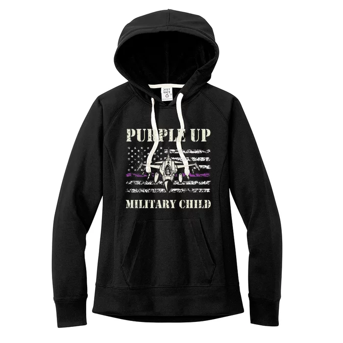 I Purple Up Month Of Military Child Us Flag Women's Fleece Hoodie