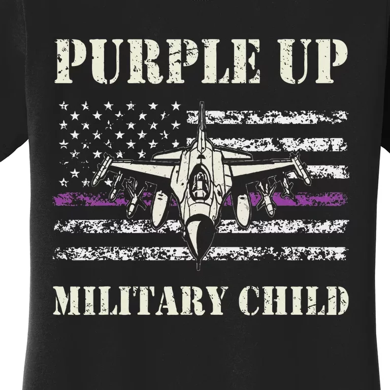 I Purple Up Month Of Military Child Us Flag Women's T-Shirt