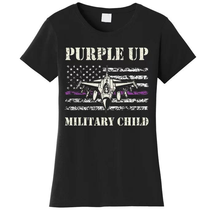 I Purple Up Month Of Military Child Us Flag Women's T-Shirt