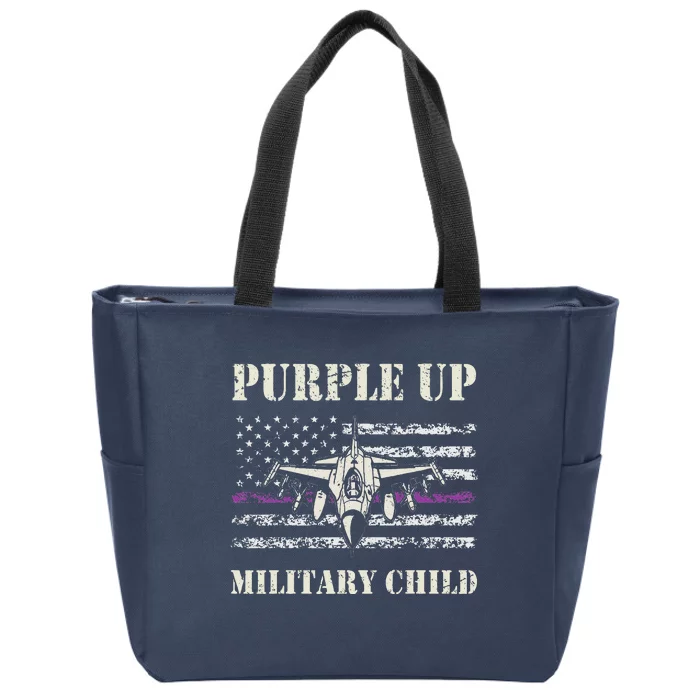 I Purple Up Month Of Military Child Air Forc.E Us Flag Zip Tote Bag