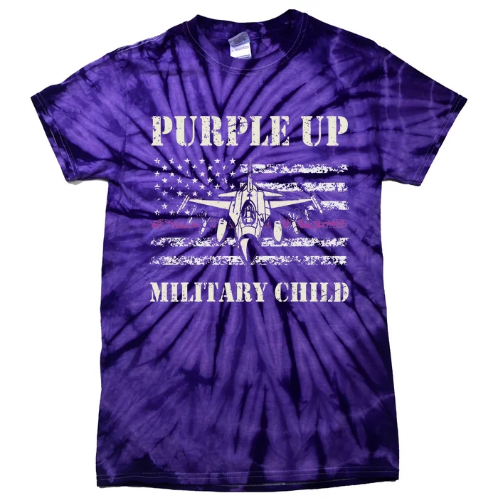 I Purple Up Month Of Military Child Air Forc.E Us Flag Tie-Dye T-Shirt