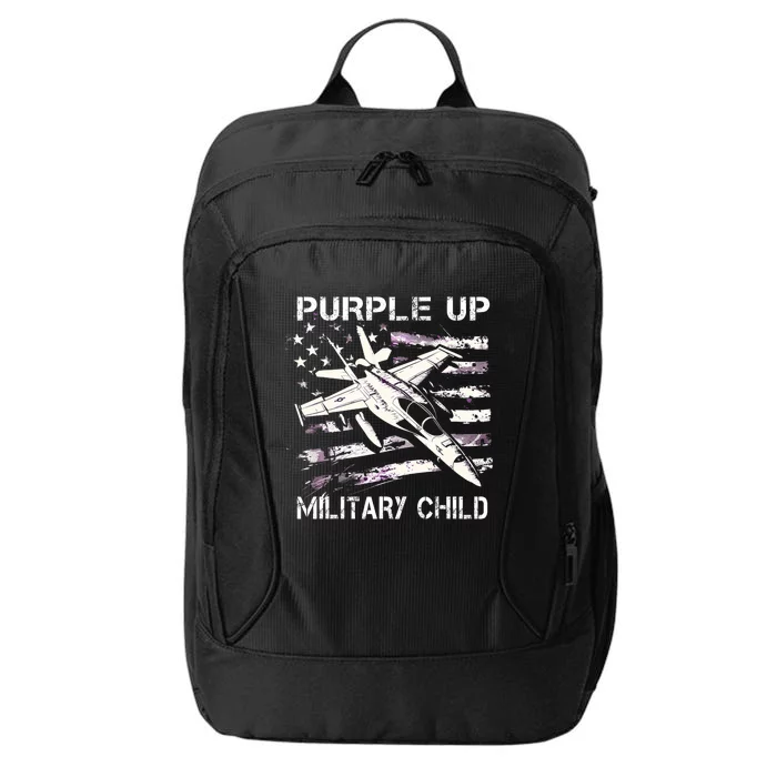 I Purple Up Month Of Military Child Flag City Backpack