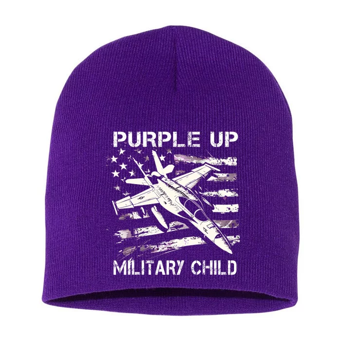 I Purple Up Month Of Military Child Flag Short Acrylic Beanie