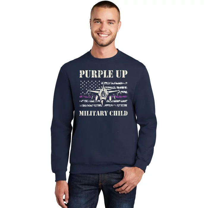 I Purple Up Month of Military Child Air Force US Flag Tall Sweatshirt