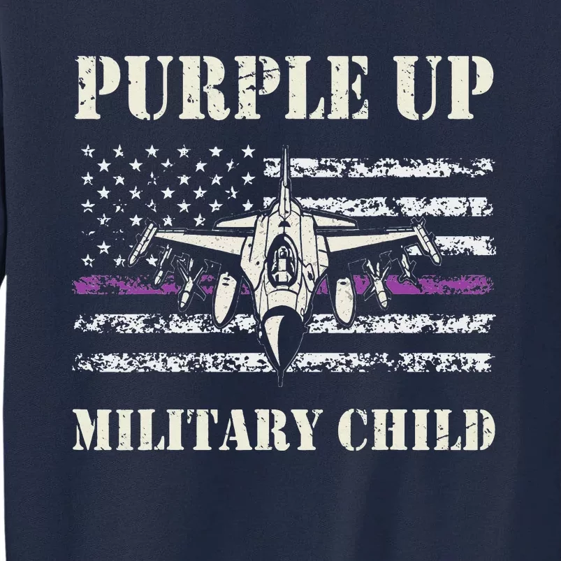 I Purple Up Month of Military Child Air Force US Flag Tall Sweatshirt