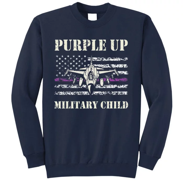 I Purple Up Month of Military Child Air Force US Flag Tall Sweatshirt