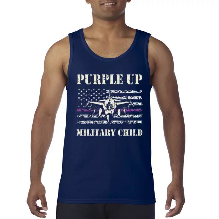 I Purple Up Month of Military Child Air Force US Flag Tank Top