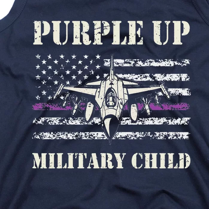 I Purple Up Month of Military Child Air Force US Flag Tank Top