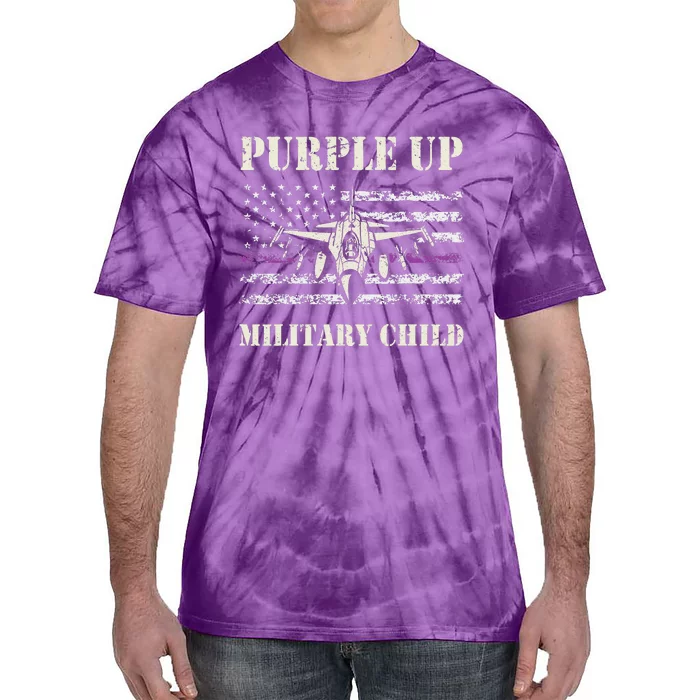 I Purple Up Month of Military Child Air Force US Flag Tie-Dye T-Shirt