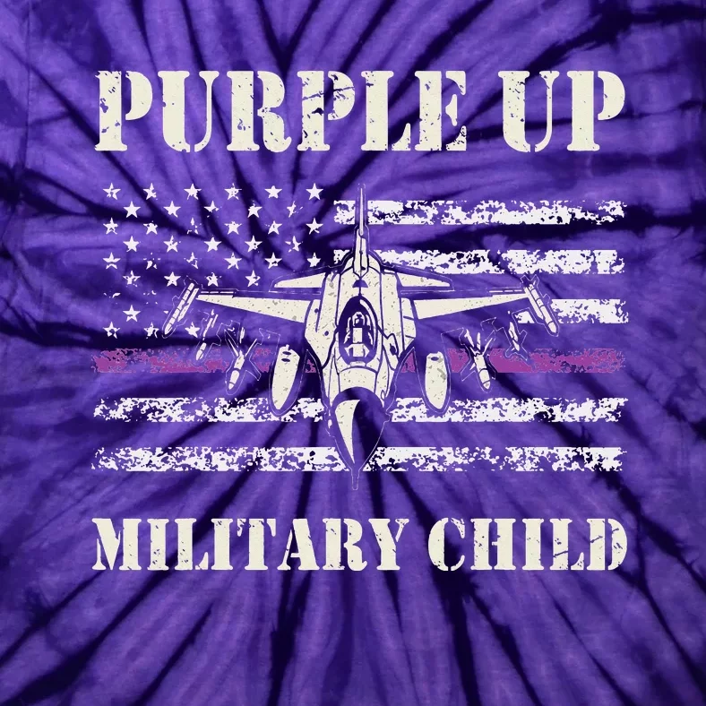 I Purple Up Month of Military Child Air Force US Flag Tie-Dye T-Shirt