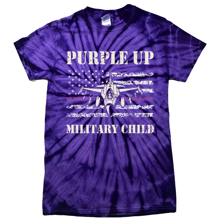 I Purple Up Month of Military Child Air Force US Flag Tie-Dye T-Shirt