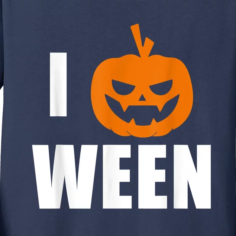 I Pumpkin Ween Funny Halloween Joke Quote Kids Long Sleeve Shirt