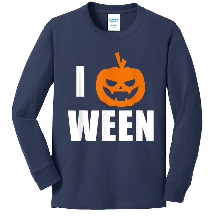 I Pumpkin Ween Funny Halloween Joke Quote Kids Long Sleeve Shirt